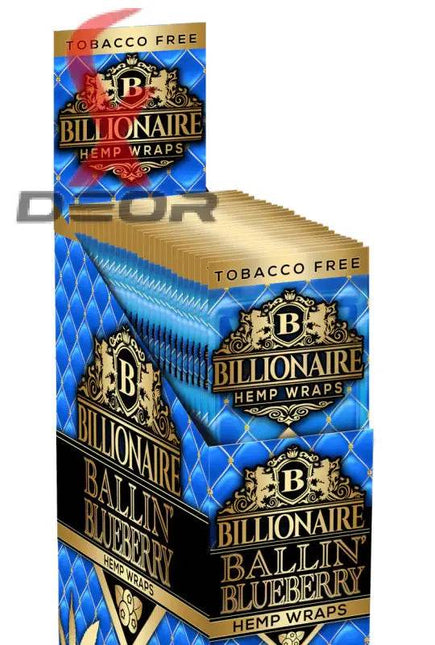 Billionaire Hemp Wrap – Ballin' Blueberry (Full Box of 25 Packs, 2 Wraps Each) - XDeor