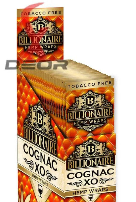 Billionaire Hemp Wrap – Cognac XO (Full Box of 25 Packs, 2 Wraps Each) - XDeor