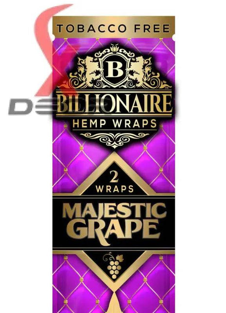 Billionaire Hemp Wrap – Majestic Grape (Full Box of 25 Packs, 2 Wraps Each) - XDeor