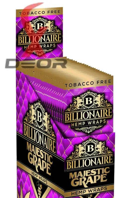 Billionaire Hemp Wrap – Majestic Grape (Full Box of 25 Packs, 2 Wraps Each) - XDeor