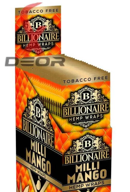 Billionaire Hemp Wrap – Milli Mango (Full Box of 25 Packs, 2 Wraps Each) - XDeor