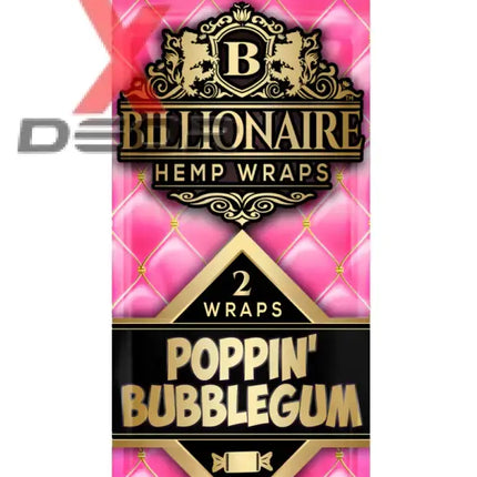 Billionaire Hemp Wrap – Poppin’ Bubblegum (Full Box of 25 Packs 2 Wraps Each) - Papers and Wraps