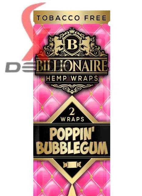 Billionaire Hemp Wrap – Poppin' Bubblegum (Full Box of 25 Packs, 2 Wraps Each) - XDeor