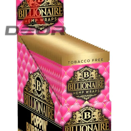 Billionaire Hemp Wrap – Poppin’ Bubblegum (Full Box of 25 Packs 2 Wraps Each) - Papers and Wraps