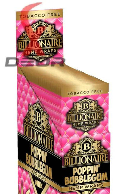 Billionaire Hemp Wrap – Poppin' Bubblegum (Full Box of 25 Packs, 2 Wraps Each) - XDeor