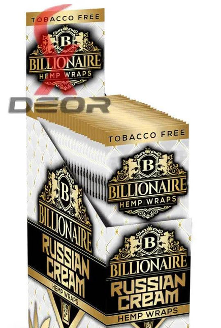Billionaire Hemp Wrap – Russian Cream (Full Box of 25 Packs, 2 Wraps Each) - XDeor