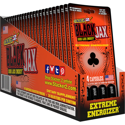 Stacker 2 Black Jax Energy – 12 Pack of 4ct Blister Packs (48 Pills)