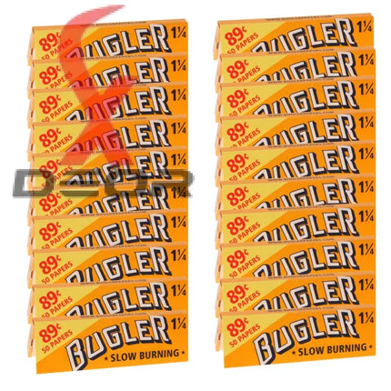Bugler orange slow burning rolling papers 1 1/4 (78mm) – 24 booklets - and wraps