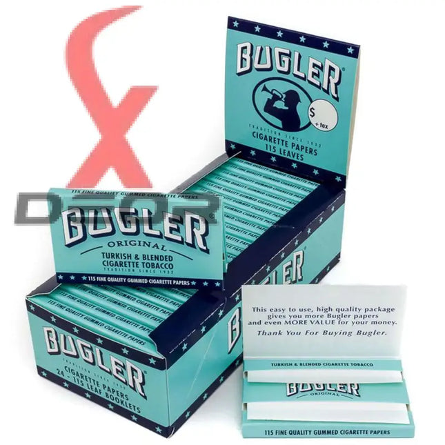 Bugler Rolling Papers SW pack showing 115 leaves per book for smooth rolling experience and quality performance.