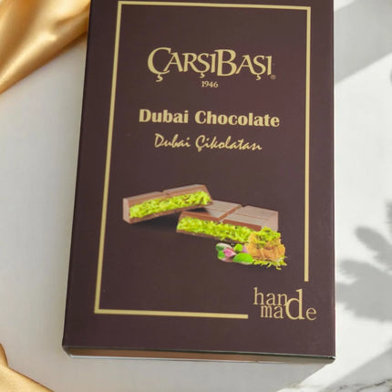 Çarşıbaşı Handmade Dubai Chocolate – Pistachio Cream, Tahini & Kadayif | 2 Pack Premium Bars