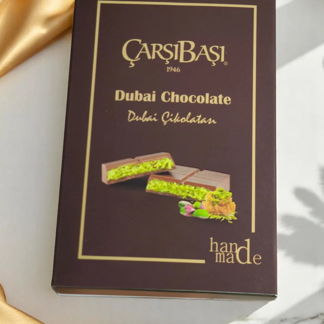 Çarşıbaşı Handmade Dubai Chocolate – Pistachio Cream, Tahini & Kadayif | 2 Pack Premium Bars