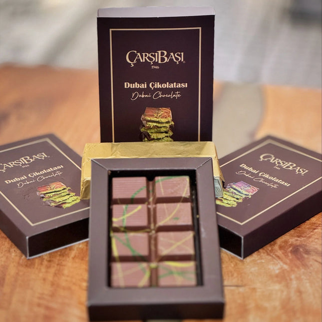 Çarşıbaşı Handmade Dubai Chocolate – Pistachio Cream, Tahini & Kadayif | 2 Pack Premium Bars