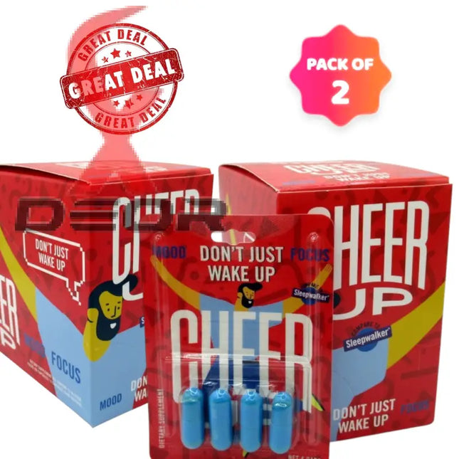 Cheer Up Mood Enhancer Capsules – 4ct x 12 Blisters | 2 Boxes (96 Capsules Total) - Dietary Supplement