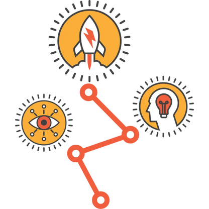 Illustration depicting brain focus, energy boost, and cognitive enhancement with rocket and lightbulb icons.