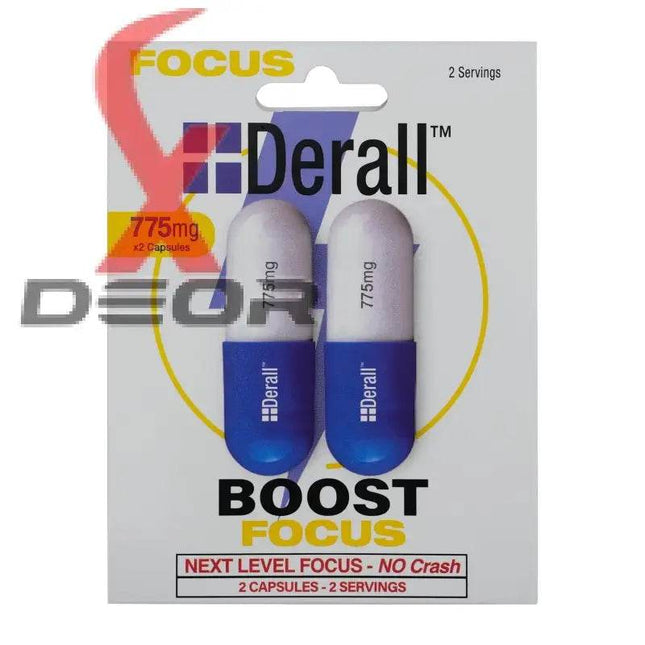 Derall Boost Next Level FOCUS 775mg NO Crash – 3 Pack (Total 6 Capsules) - XDeor