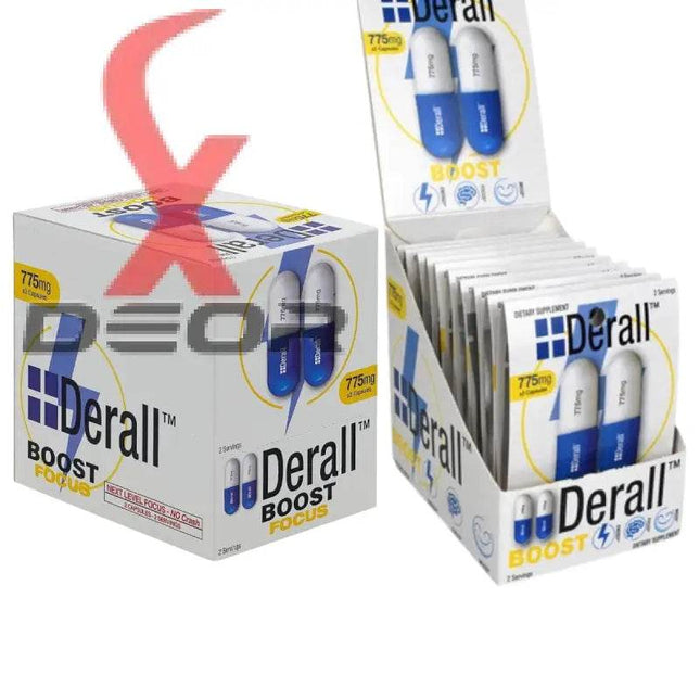 Derall Boost Next Level FOCUS 775mg NO Crash – 2 Boxes (24 Blisters, 48 Capsules Total) - XDeor