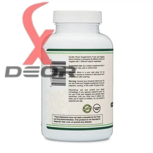 Fruits & Vegetables Supplement – 1,500mg Daily Blend of 49 Fruits & Veggies – 100 Capsules - XDeor