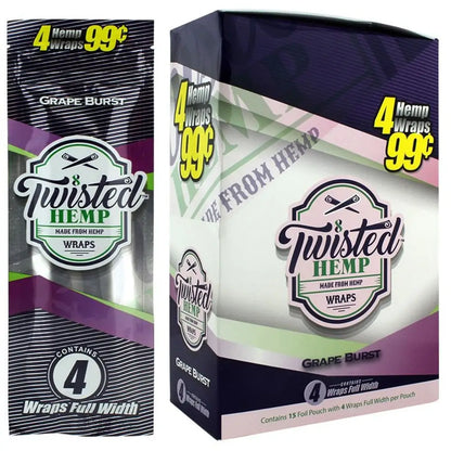 Grape Burst 60 High Quality Twisted Hemp Rolling Papers 15pack