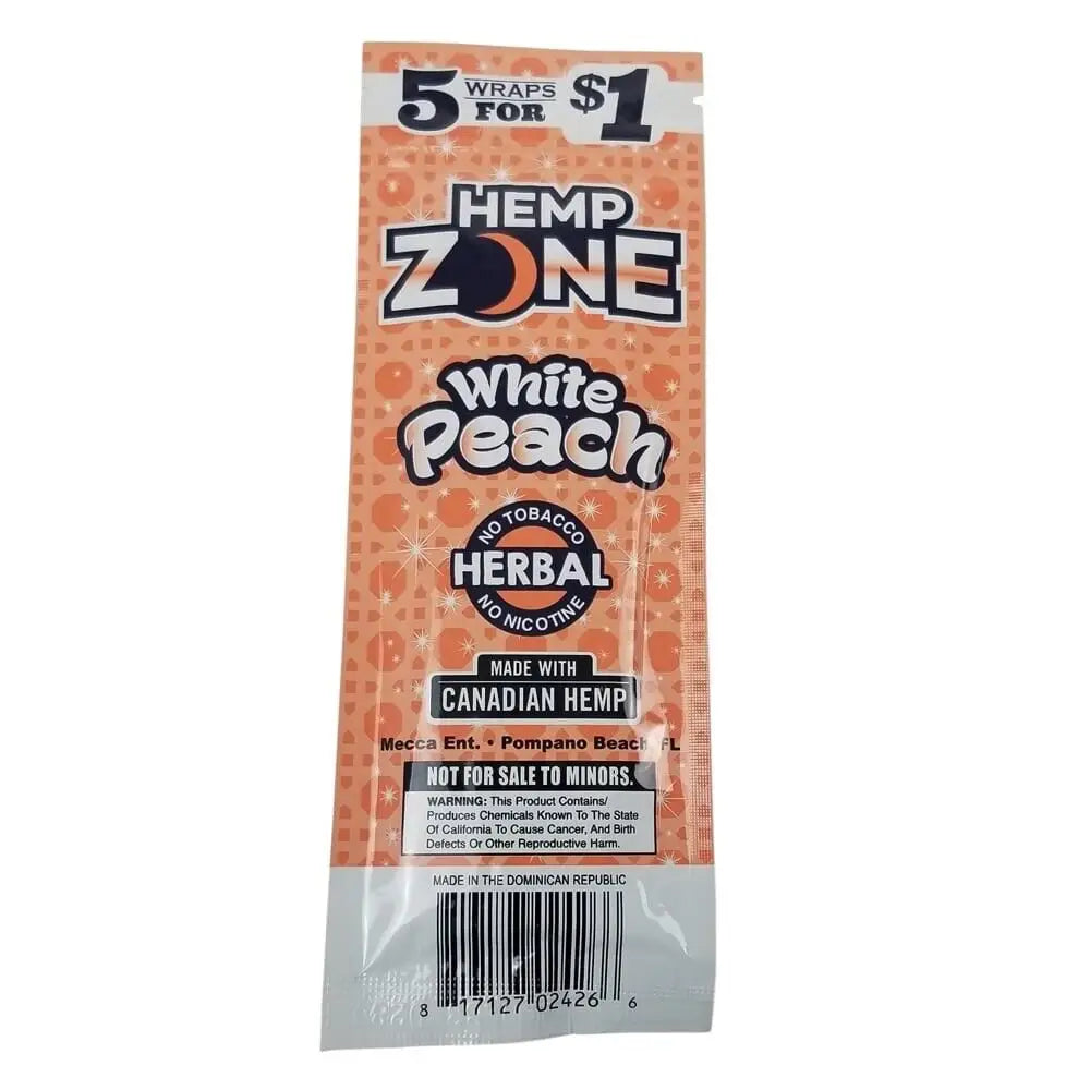 H. Zone Organic Herbal Wrap Full Box 15/5CT - 75 Wraps Total | WHITE PEACH