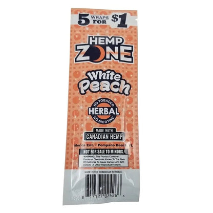 H. Zone Organic Herbal Wrap Full Box 15/5CT - 75 Wraps Total | WHITE PEACH