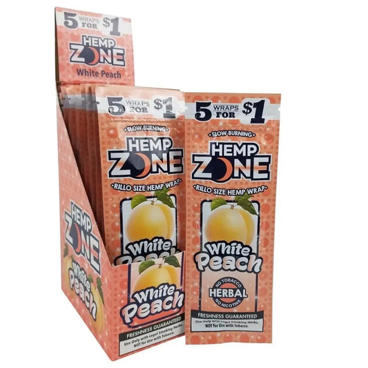 H. Zone Organic Herbal Wrap Full Box 15/5CT - 75 Wraps Total | WHITE PEACH