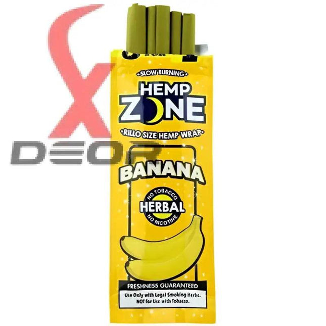 Hemp Zone Organic Herbal Wraps – Banana Flavor | Full Box (15 Packs – 75 Wraps) - XDeor