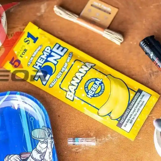 Hemp Zone Organic Herbal Wraps – Banana Flavor | Full Box (15 Packs – 75 Wraps) - XDeor