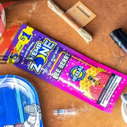 Hemp Zone Organic Herbal Wraps – Bee Berry Flavor | Full Box (15 Packs – 75 Wraps) - XDeor