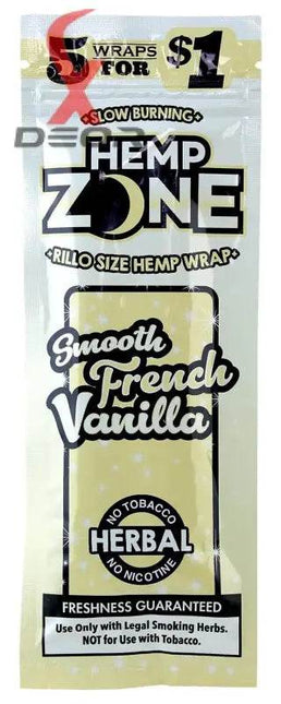 Hemp Zone Organic Herbal Wraps – French Vanilla Flavor | Full Box (15 Packs – 75 Wraps) - XDeor