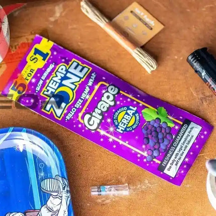 Hemp Zone Organic Herbal Wraps – Grape Flavor | Full Box (15 Packs – 75 Wraps) - XDeor