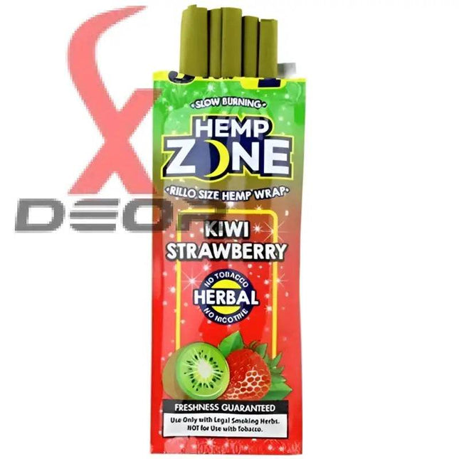 Hemp Zone Organic Herbal Wraps – Kiwi Strawberry Flavor | Full Box (15 Packs – 75 Wraps) - XDeor