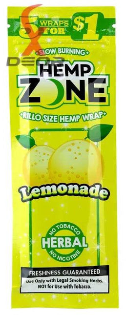 Hemp Zone Organic Herbal Wraps – Lemonade Flavor | Full Box (15 Packs – 75 Wraps) - XDeor