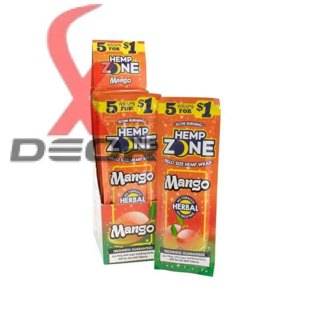 Hemp Zone Organic Herbal Wraps – Mango Flavor | Full Box (15 Packs – 75 Wraps) - XDeor