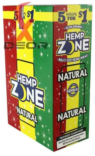 Hemp Zone Organic Herbal Wraps – Natural Flavor | Full Box (15 Packs – 75 Wraps) - XDeor