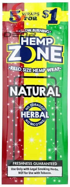 Hemp Zone Organic Herbal Wraps – Natural Flavor | Full Box (15 Packs – 75 Wraps) - XDeor