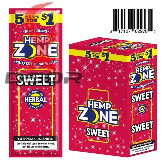Hemp Zone Organic Herbal Wraps – Sweet Flavor | Full Box (15 Packs – 75 Wraps) - XDeor