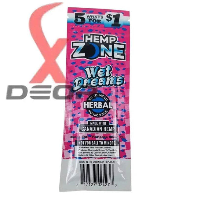 Hemp Zone Organic Herbal Wraps – Wet Dreams Flavor | Full Box (15 Packs – 75 Wraps) - XDeor