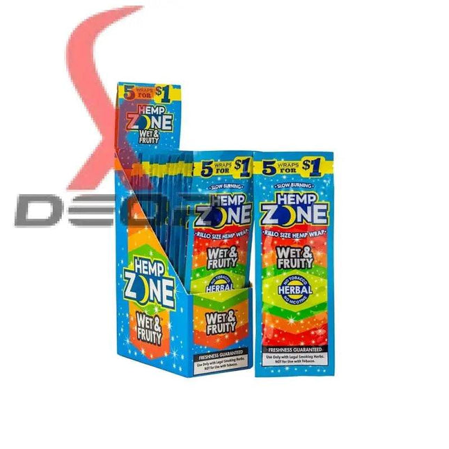 Hemp Zone Organic Herbal Wraps – Wet & Fruity Flavor | Full Box (15 Packs – 75 Wraps) - XDeor