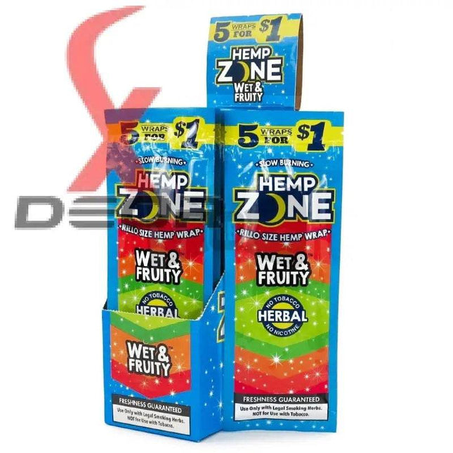 Hemp Zone Organic Herbal Wraps – Wet & Fruity Flavor | Full Box (15 Packs – 75 Wraps) - XDeor