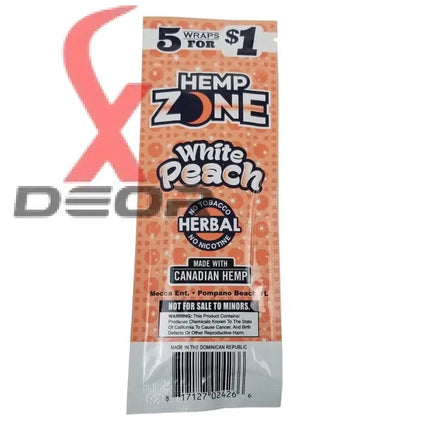 H. Zone Organic Herbal Wrap Full Box 15/5CT - 75 Wraps Total | WHITE PEACH