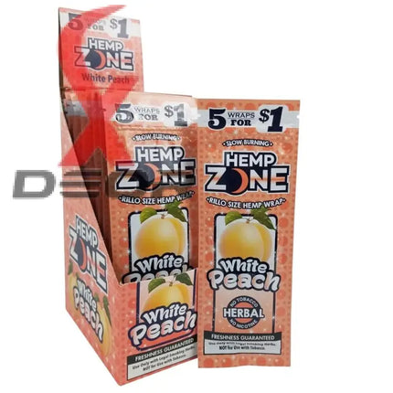 H. Zone Organic Herbal Wrap Full Box 15/5CT - 75 Wraps Total | WHITE PEACH