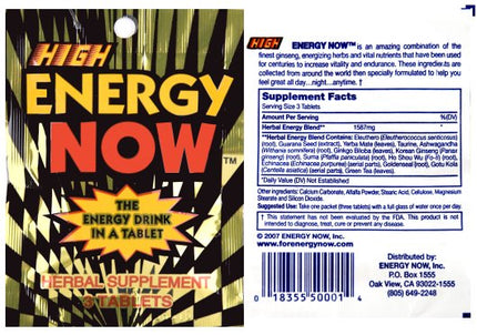High Energy Now — Herbal Energy Supplement | 24 Packs (72 Pills)