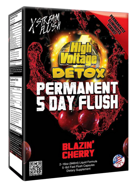 High Voltage Detox Permanent 5 Day Flush – Blazin’ Cherry Flavor | Complete Detox Kit