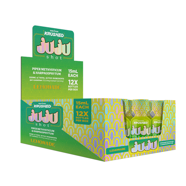 Krushed JUJU Kava Shot – Lemonade | Kava and Devil’s Claw Blend (15mL) 225mg 12 Pack