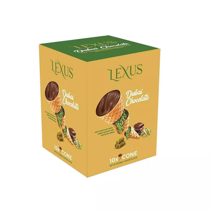 Lexus Dubai Chocolate Waffle Cones – 10 Count Box | Crispy Luxury with Chocolate Cream