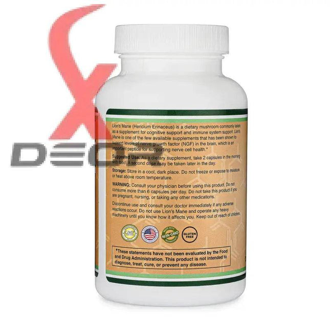 Lion’s Mane Mushroom Capsules – Brain, Nerve & Immune Support – 120 Capsules - XDeor