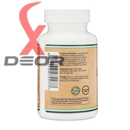 Lumbrokinase enzymes supplement – 120 capsules | max activity 10,000 fu/gram - dietary