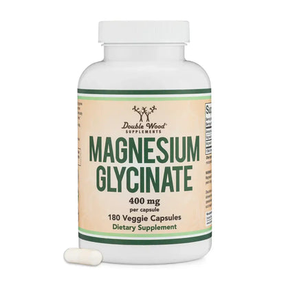 Magnesium Glycinate 400mg – High Absorption Gentle on Stomach (180 Capsules) - Dietary Supplement