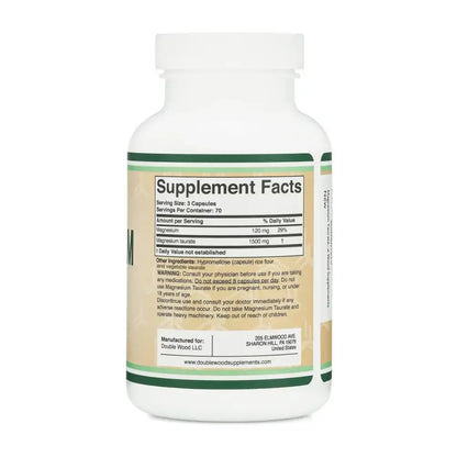 Magnesium Taurate – Supports Cardiovascular & Overall Health (120 Capsules) - Dietary Supplement