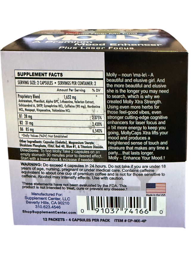 Molly – Premium Mood Enhancer + Laser Focus – Extra Strength Box (12 Packets, 2 Servings Each)